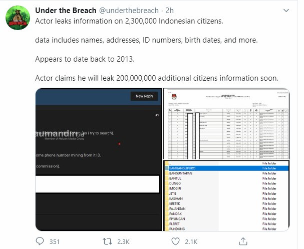 Setelah Tokopedia, Akun Underthebreach Beberkan Pembobolan 2,3 Juta Data Pemilih di KPU