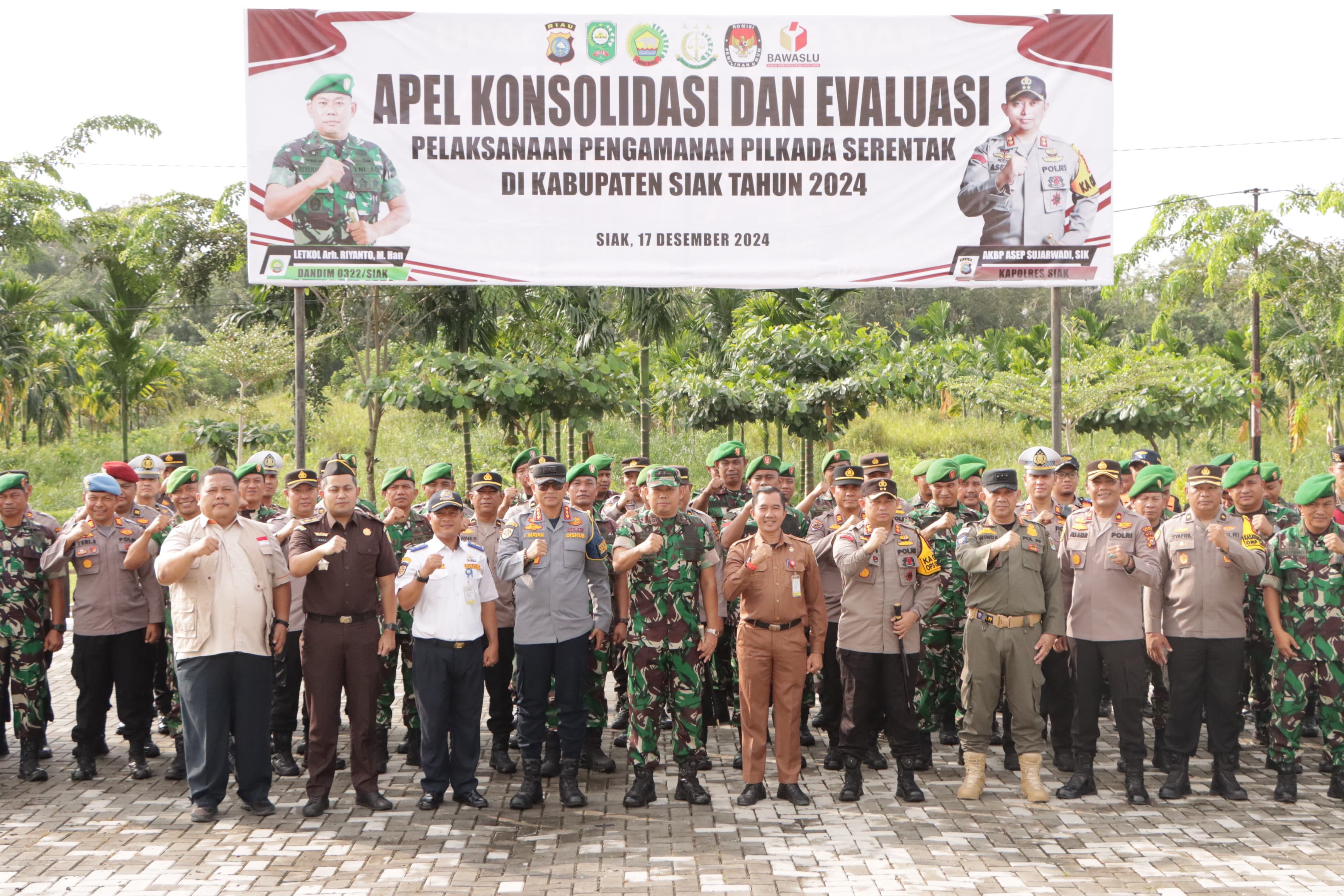 Polres Siak dan Kodim 0322/Siak Apel Konsolidasi dan Evaluasi Pengamanan Pilkada 2024