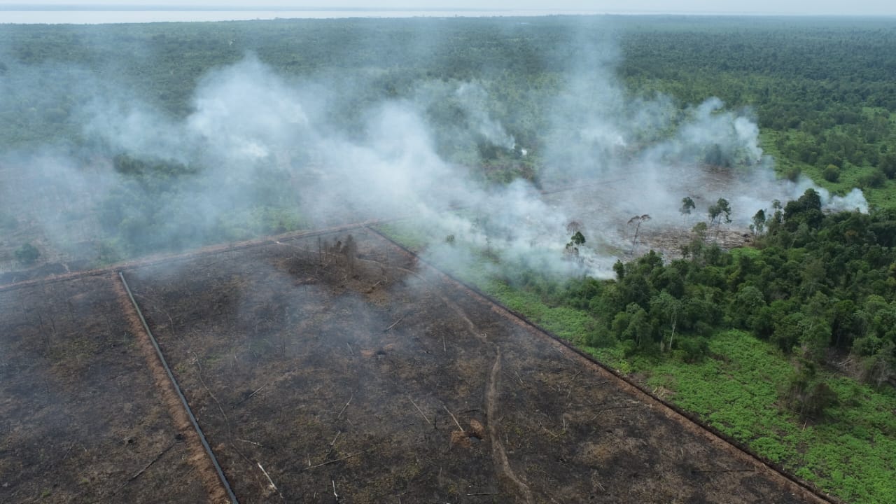 Lahan Gambut di Kawasan Industri Tanjung Buton Terbakar