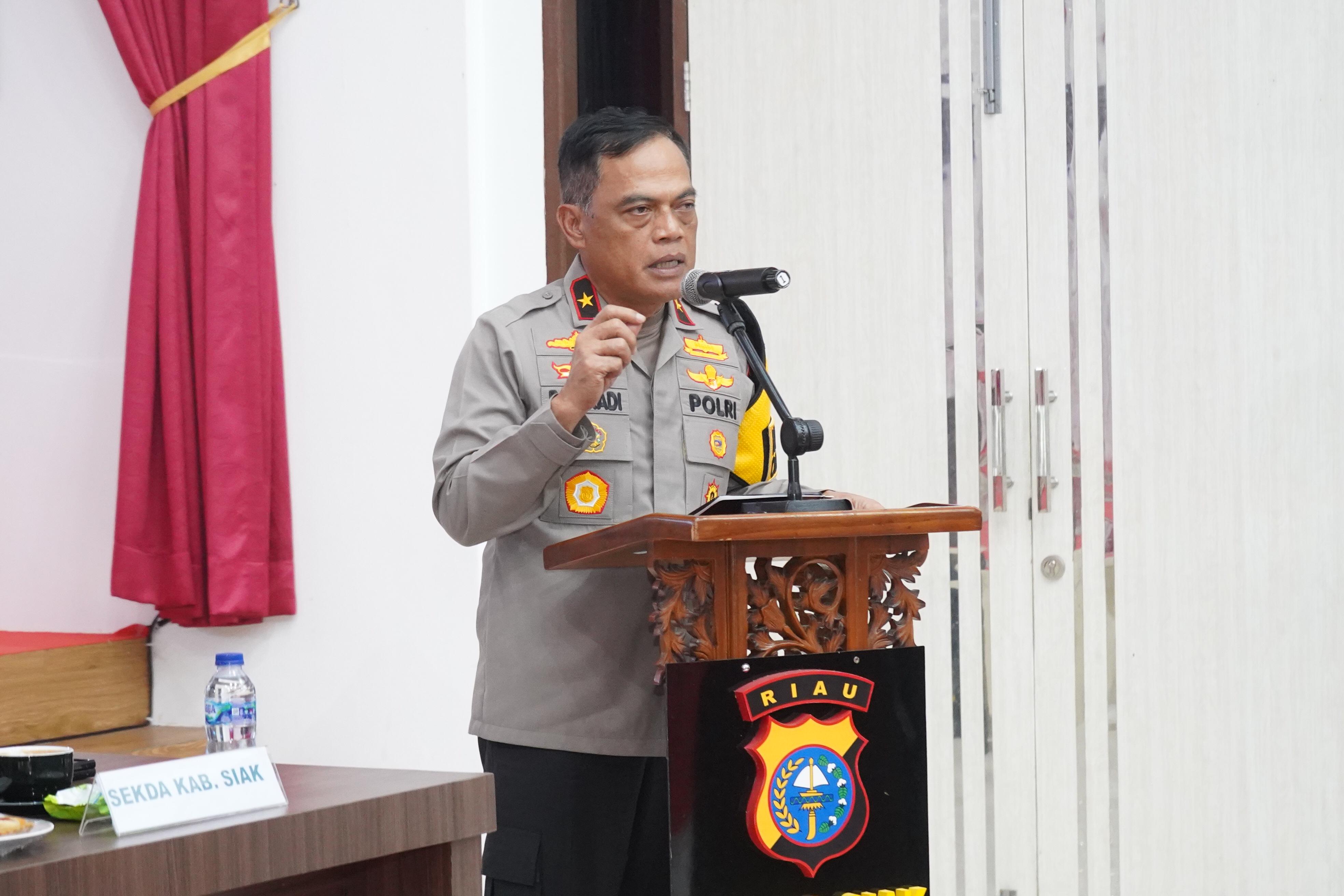 Wakapolda Brigjen Pol Rahmadi Bahas Pengelolaan Potensi Kerawanan Konflik di Siak