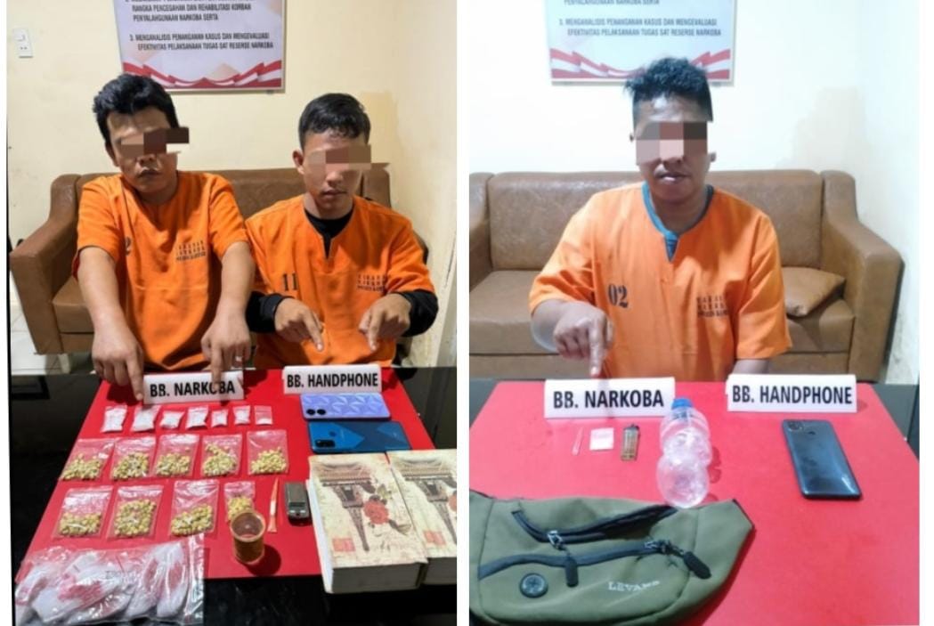 Tangkap Tiga Pengedar, Polres Kampar Sita  33 Gram Sabu Plus 421 Pil Ekstasi