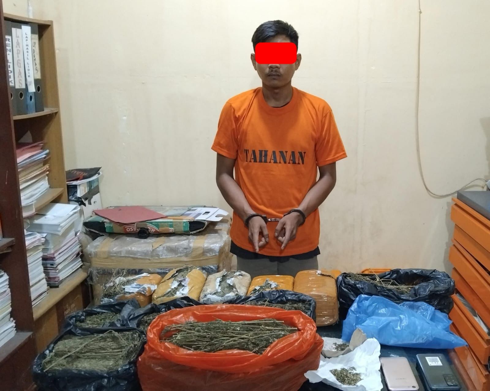 Polsek Tualang Ringkus Pengedar 7 Kg Ganja